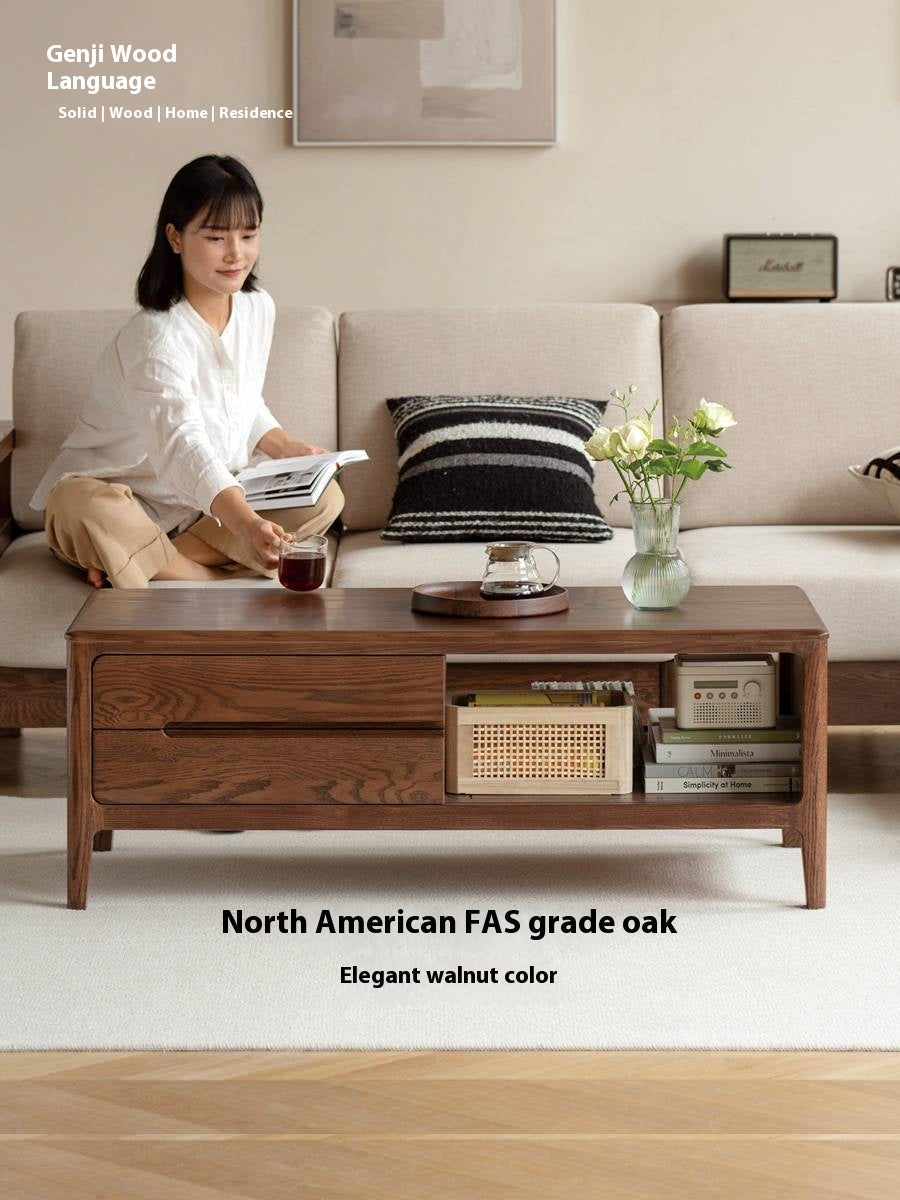 Solid Rubberwood, Oak Solid Wood Nordic Coffee Table
