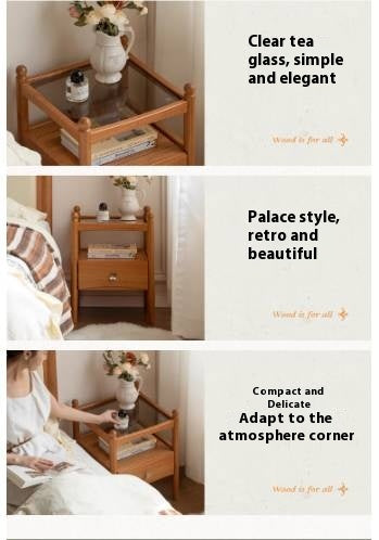 Cherry, Oak Solid Wood French Retro Nightstand