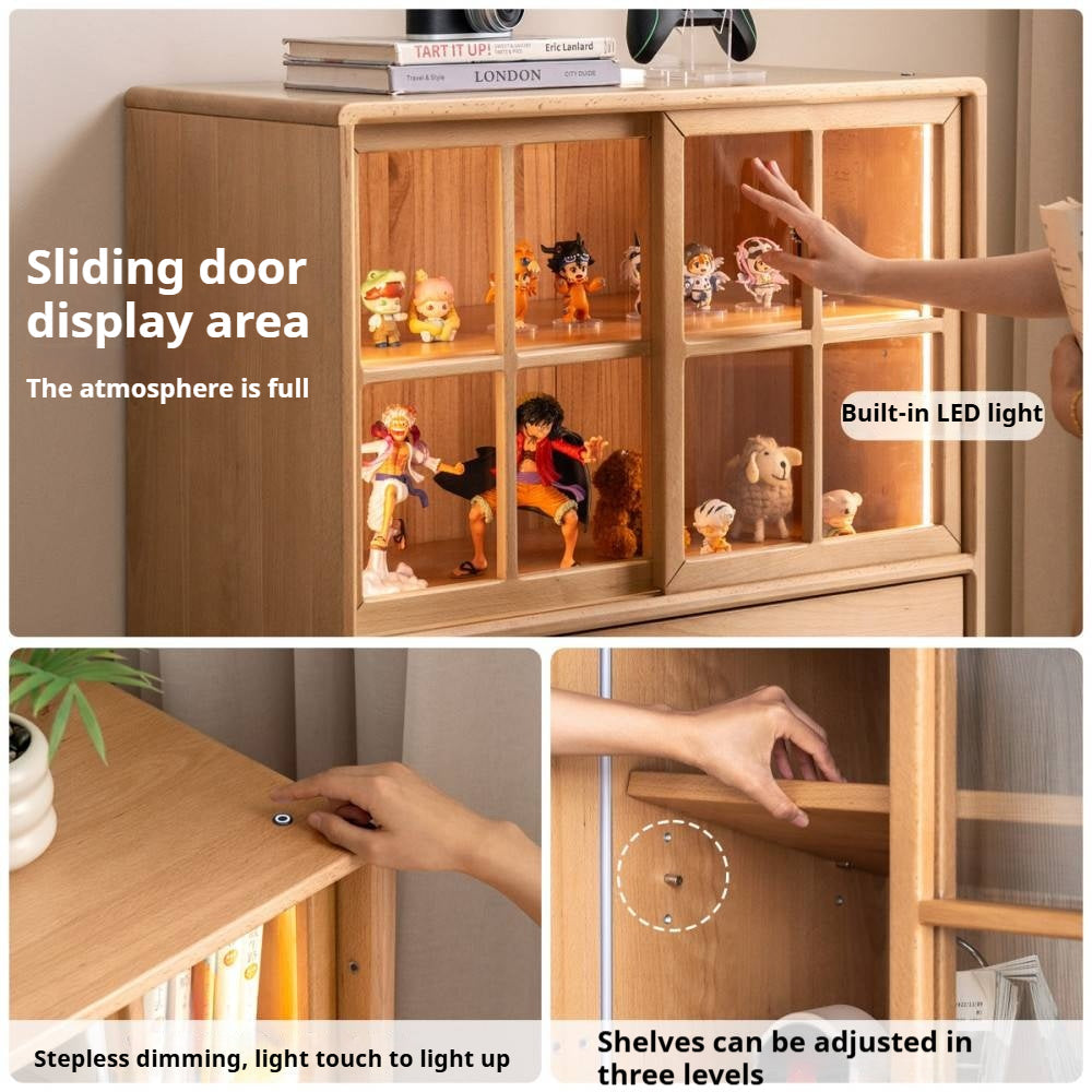 Beech Solid Wood Modern Simple with Light Storage Cabinet