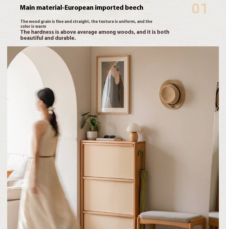 Beech Solid Wood Shoe Cabinet Hallway Cabinet