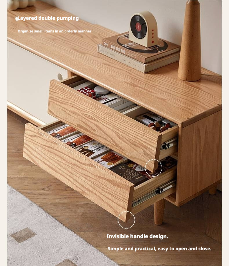 Oak Solid Wood Modern TV Stand.