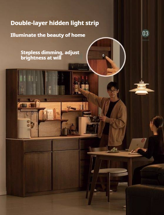 Black Walnut Solid Wood Dining Cabinet Antique Style Rock Board