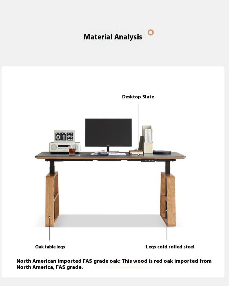 Oak Solid Wood Dual Electric Lifted Office Desk