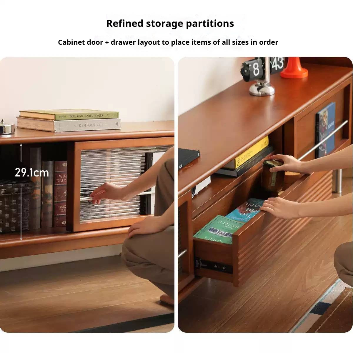 Poplar Solid Wood Bauhaus Style TV Cabinet