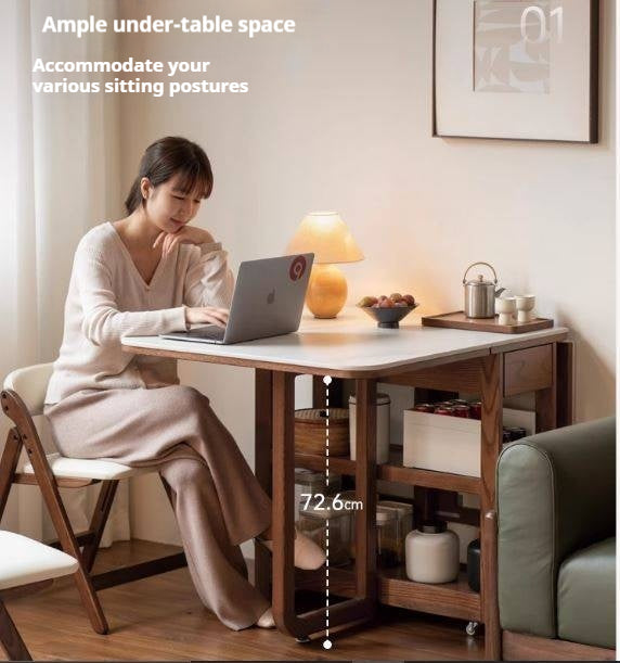 Oak Solid Wood Folding Rock Dining Table