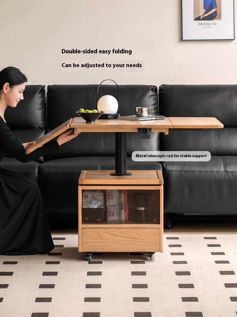 Oak Solid Wood Modern Style Lifting Mobile Coffee Table