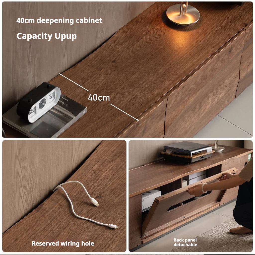 Black Walnut, Sandal Solid Wood Italian Light Luxury Style TV Stand