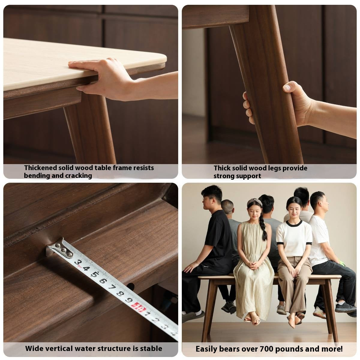 Black Walnut Solid Wood Vintage Rock Plate Dining Table