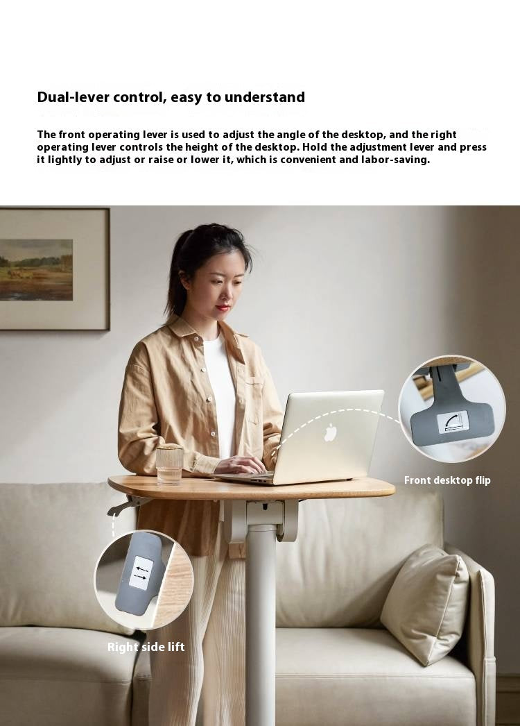 Oak Solid Wood Mobile Standing Desk