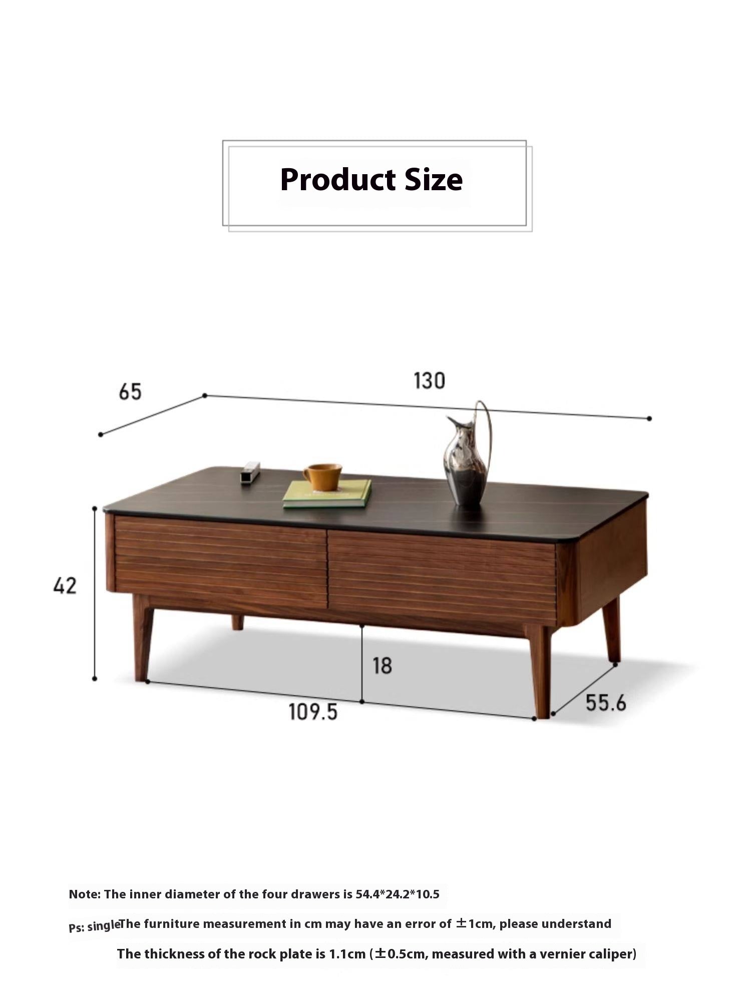 Sandalwood, Black Walnut Solid Wood Rock Plate Tea Table