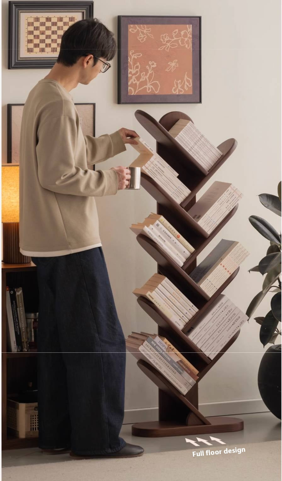 Black Walnut, South American Walnut Solid Wood Layer Rack Bookshelf