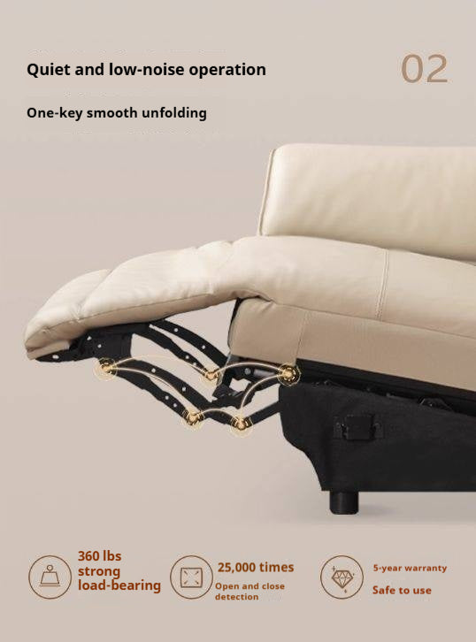 Leather Top Layer Cowhide Retractable Electric Sofa