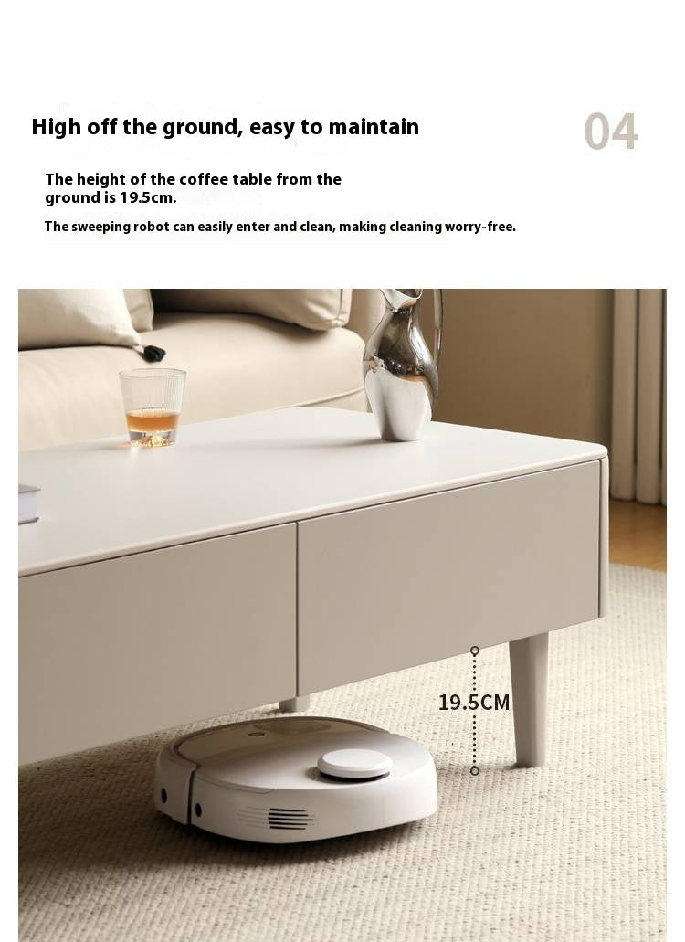 Poplar Solid Wood Light Luxury Style Rock Plate Coffee Table