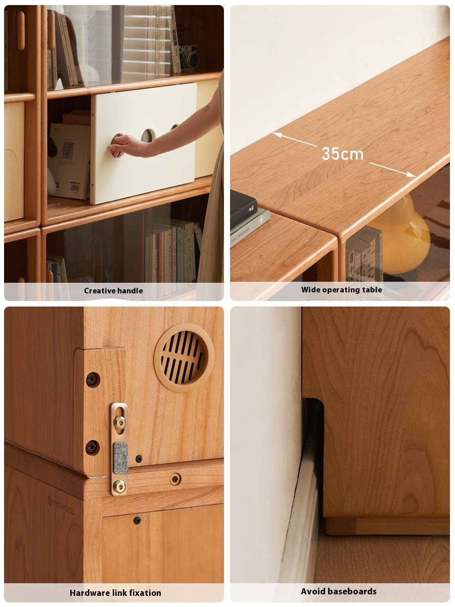 Cherry Solid Wood Ancient Style Bookcases