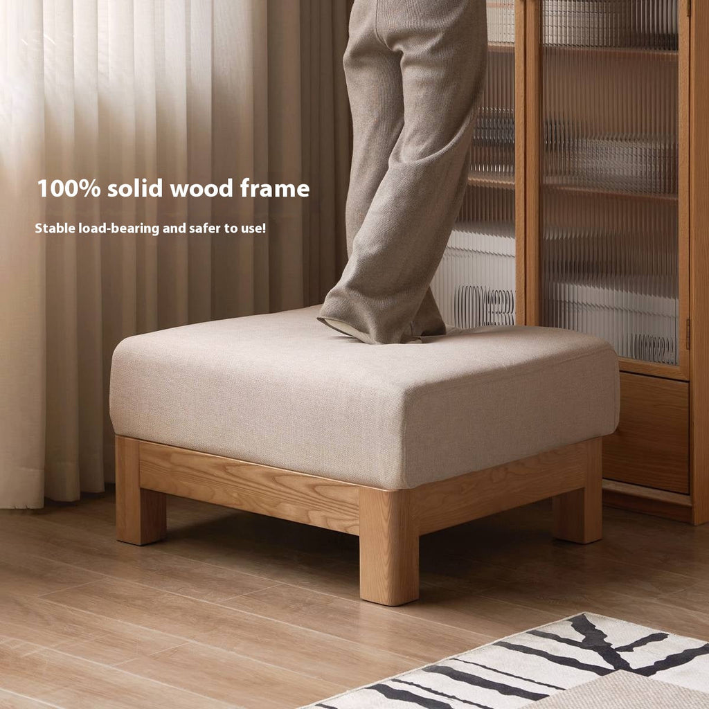 Black Walnut, Oak, Ash, Poplar Solid Wood Footstool Small Fabric Stool