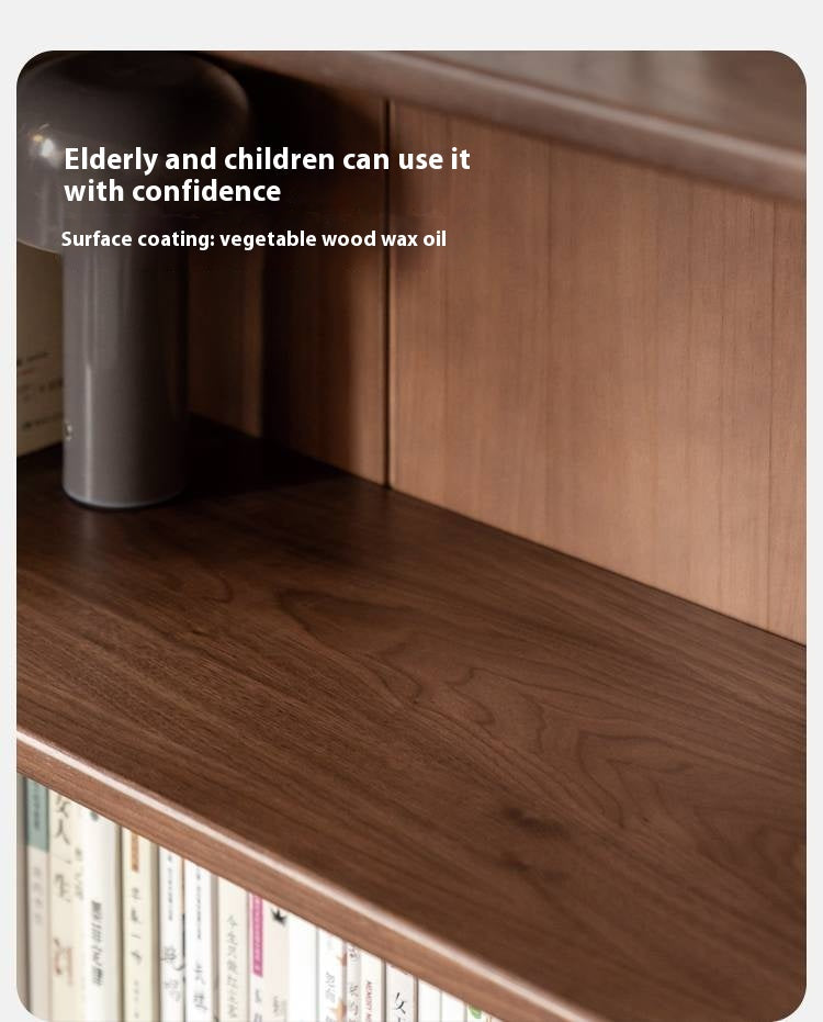 Black Walnut Solid Wood Light Luxury Bookcase and Storage