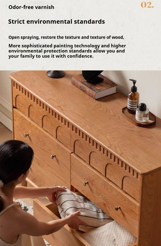 Cherry Solid Wood French Retro Bucket Cabinet