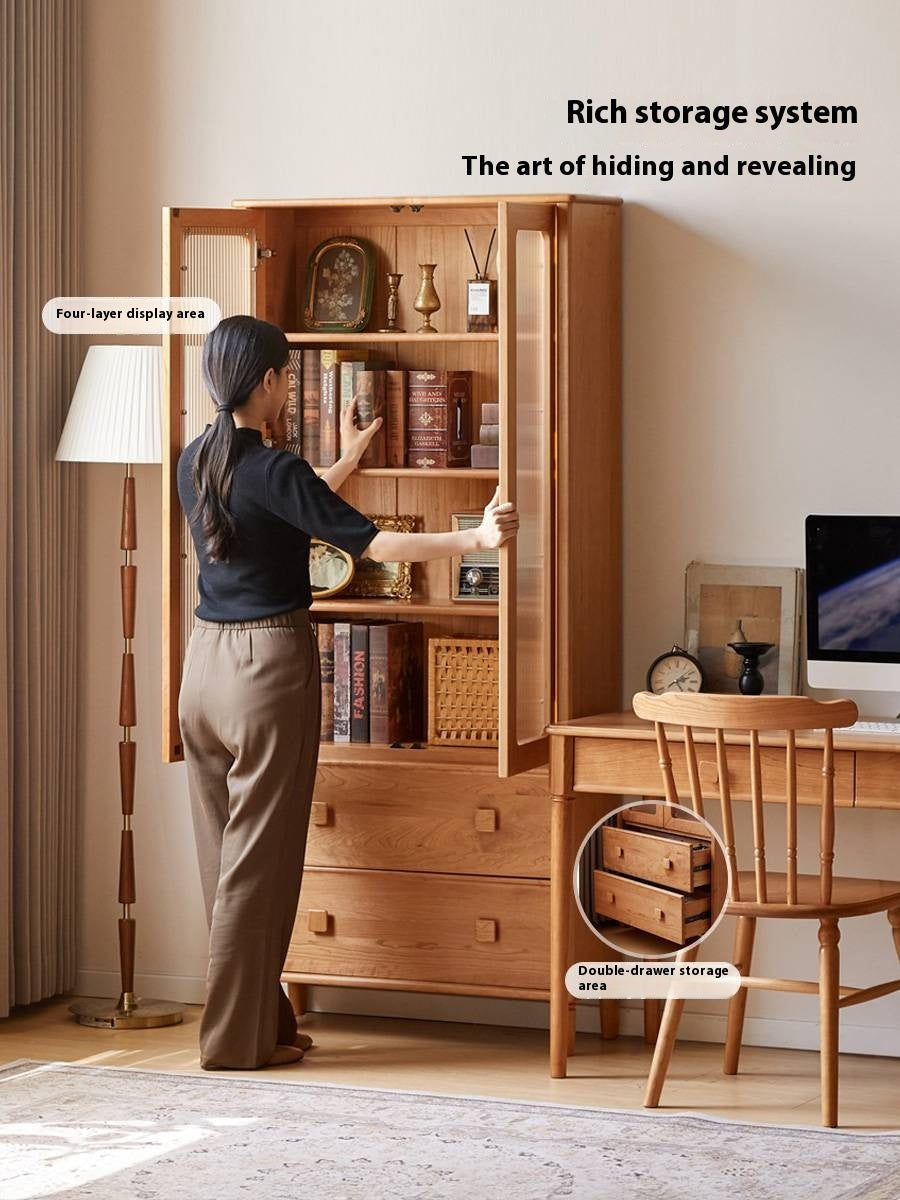 Cherry Solid Wood Middle Ancient Style Bookcase