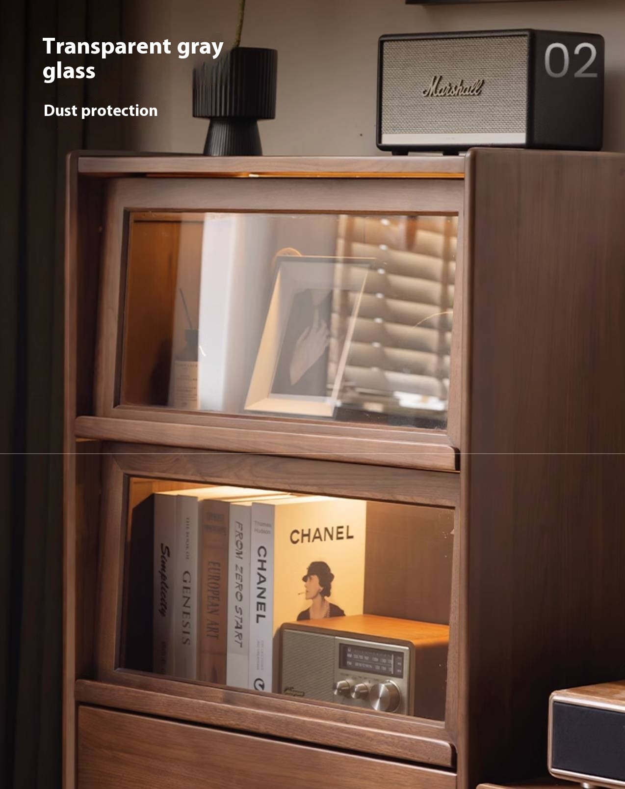 Black Walnut Solid Wood Modern Style Side Cabinet