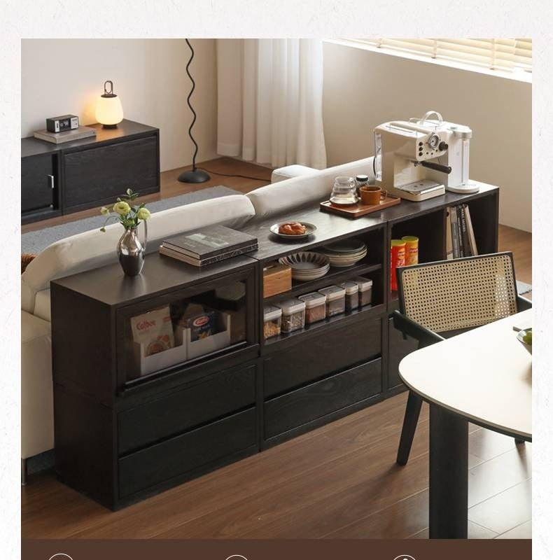 Oak Solid Wood TV Stand Combination Bookcase