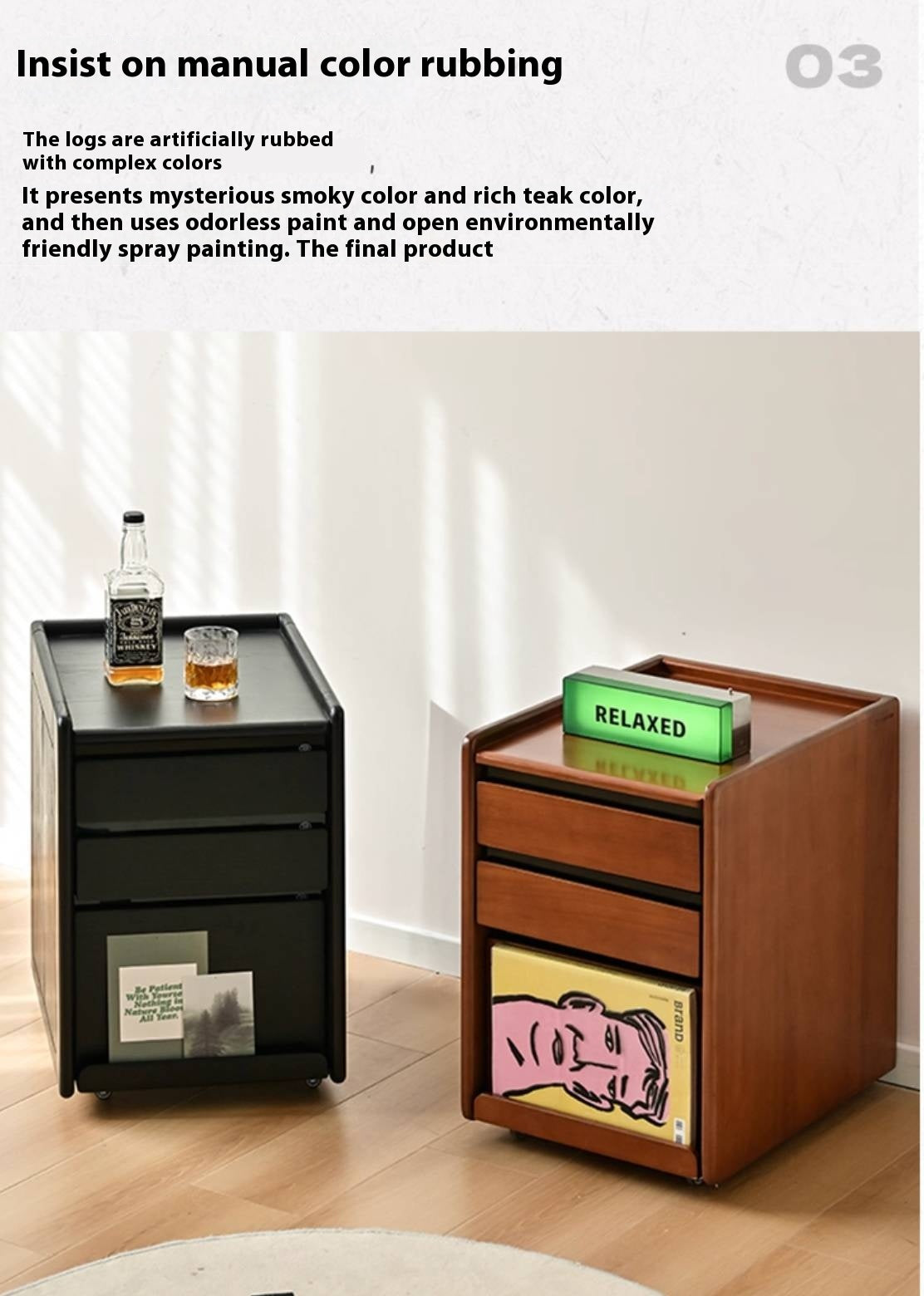 Oak Solid Wood Simple Style Nightstand