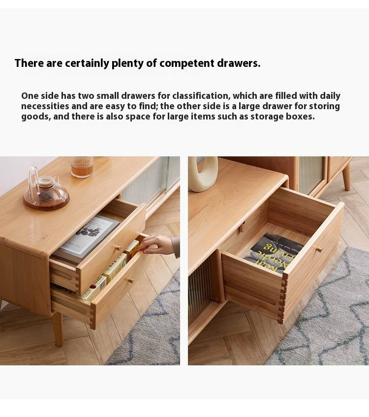 European Beech Solid Wood Floor TV Stand