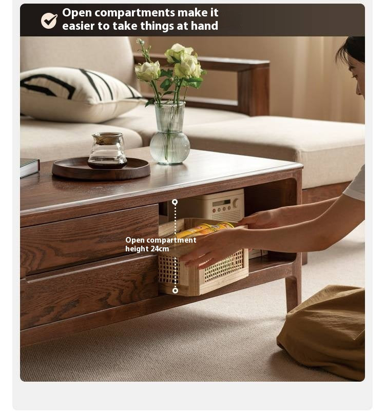 Solid Rubberwood, Oak Solid Wood Nordic Coffee Table