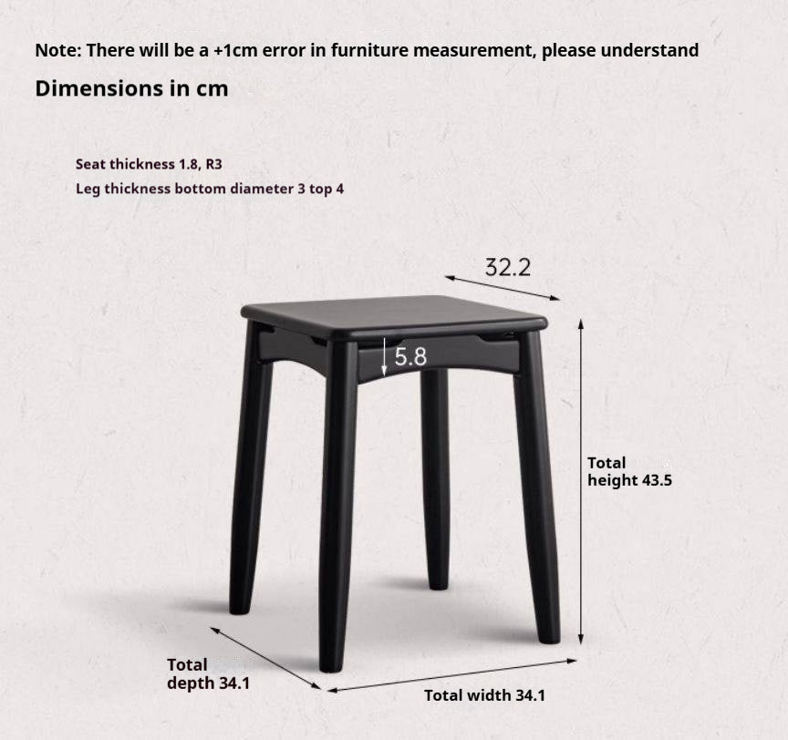 Solid Rubberwood Square Stools