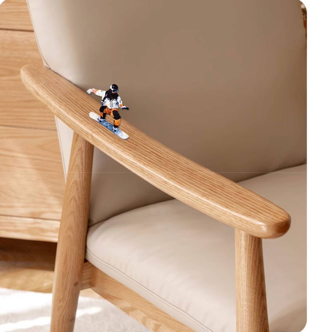 Oak Solid Wood Modern Minimalist Style Leisure Armchair