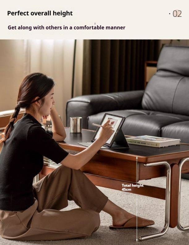 Poplar Solid Wood Ancient Style Rock Plate Tea Table