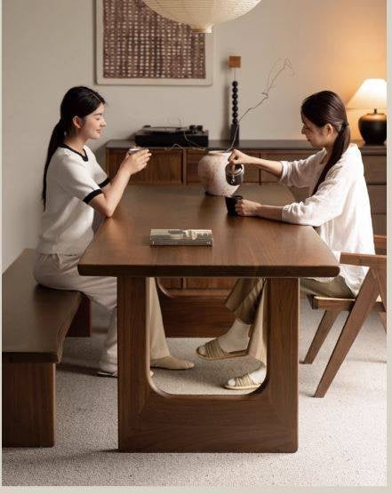 Black Walnut Solid Wood Wabi Sabi Style Large Board Dining Table