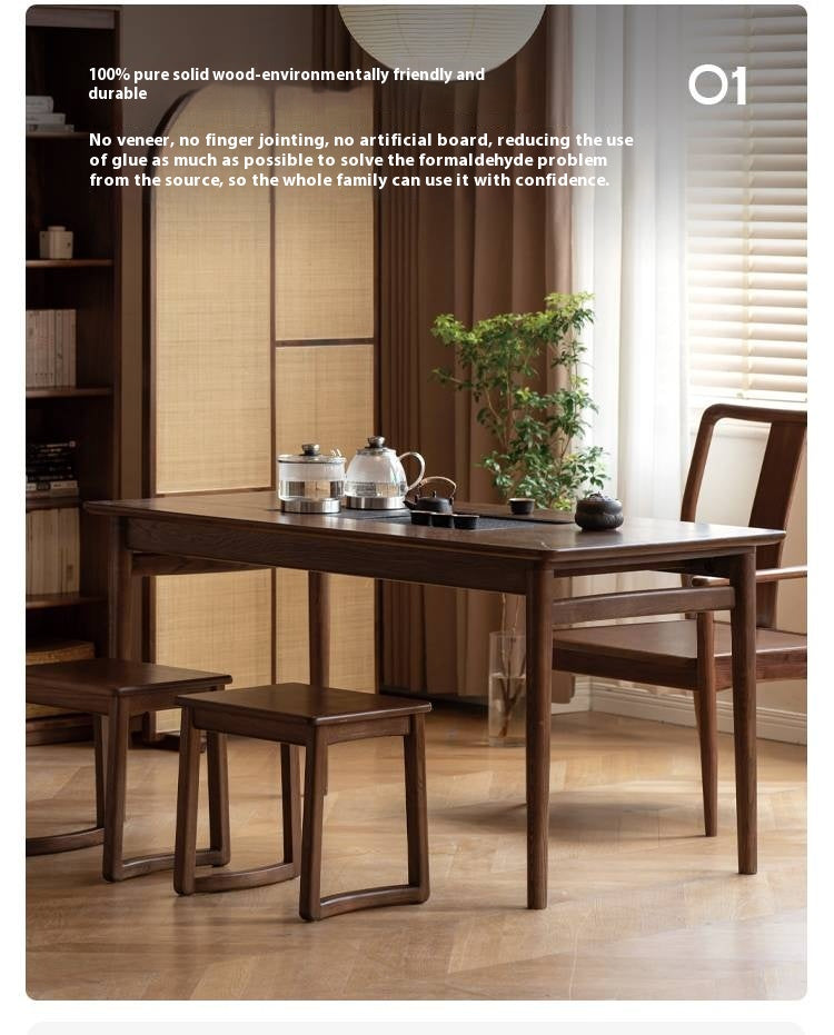 Ash Solid Wood Tea Table With Tea Tray