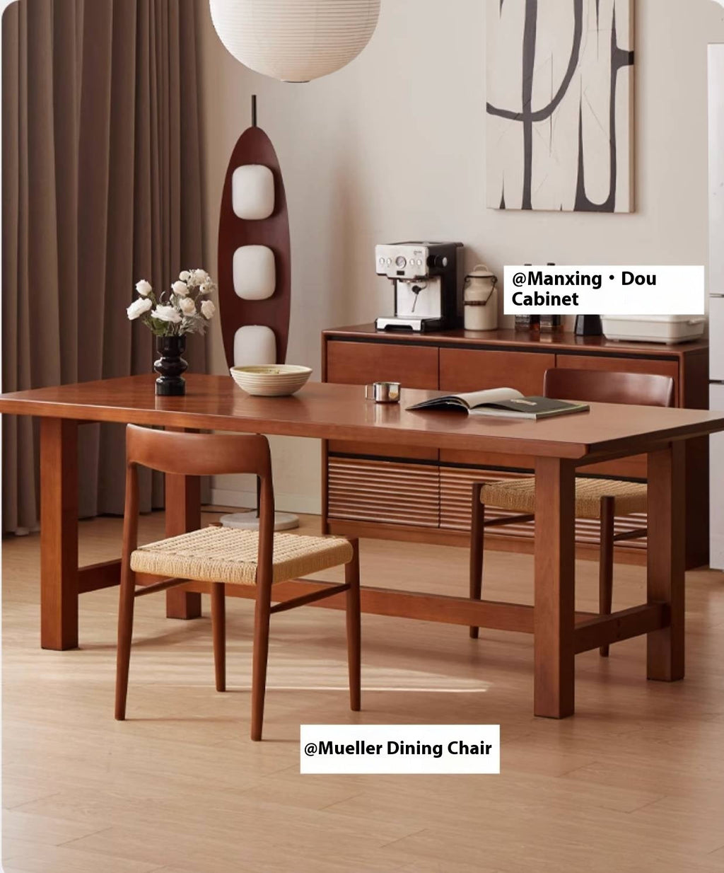 Poplar Solid Wood Mid Ancient Style Dining Table