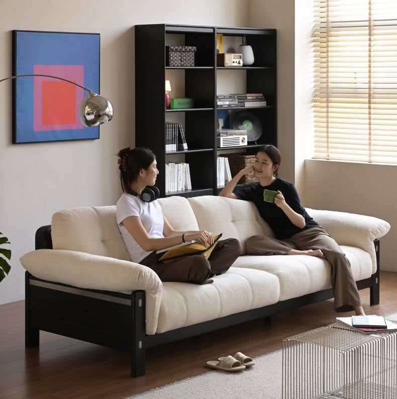 Ash Solid Wood Fabric, Leather Sofa