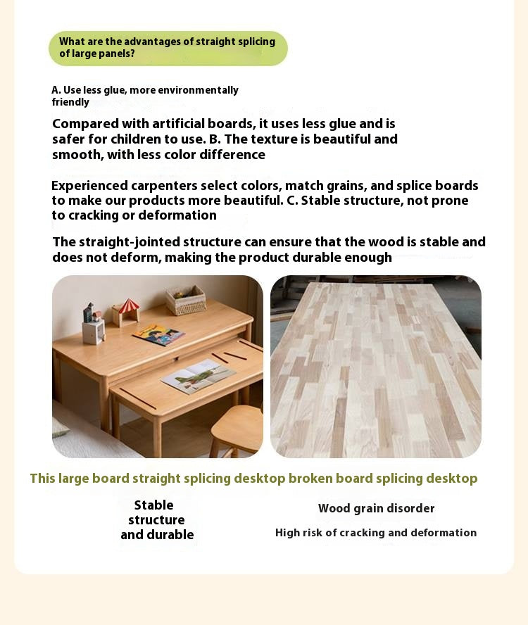 Beech Solid Wood Kids Learning Desk with Eye Protection Lamp