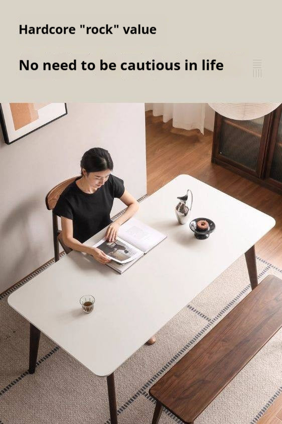 Black Walnut Solid Wood Modern Rock Plate Dining Table