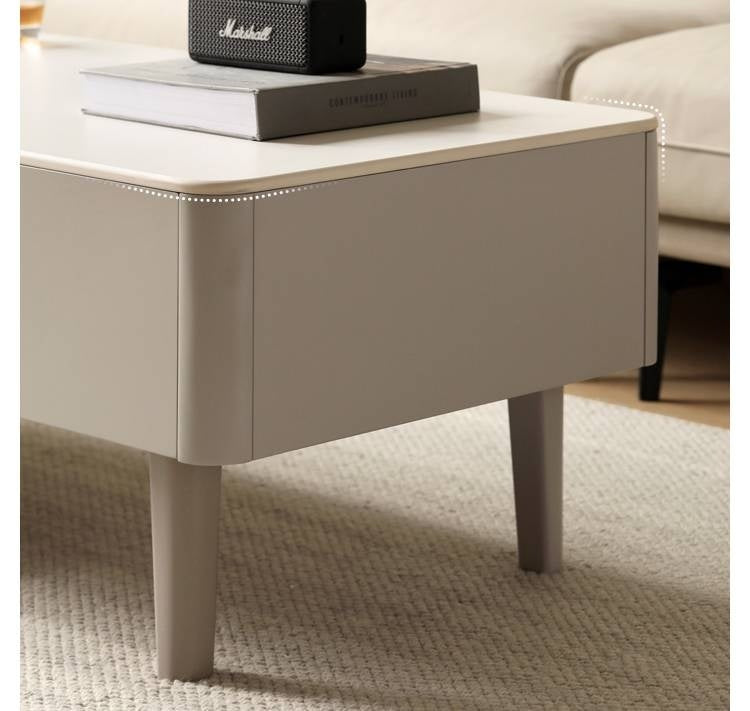 Poplar Solid Wood Light Luxury Style Rock Plate Coffee Table