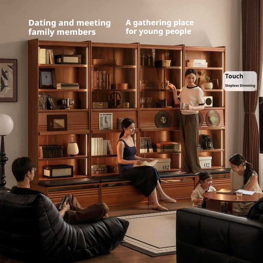 Poplar Solid Wood Combination Bookshelf Antique Style