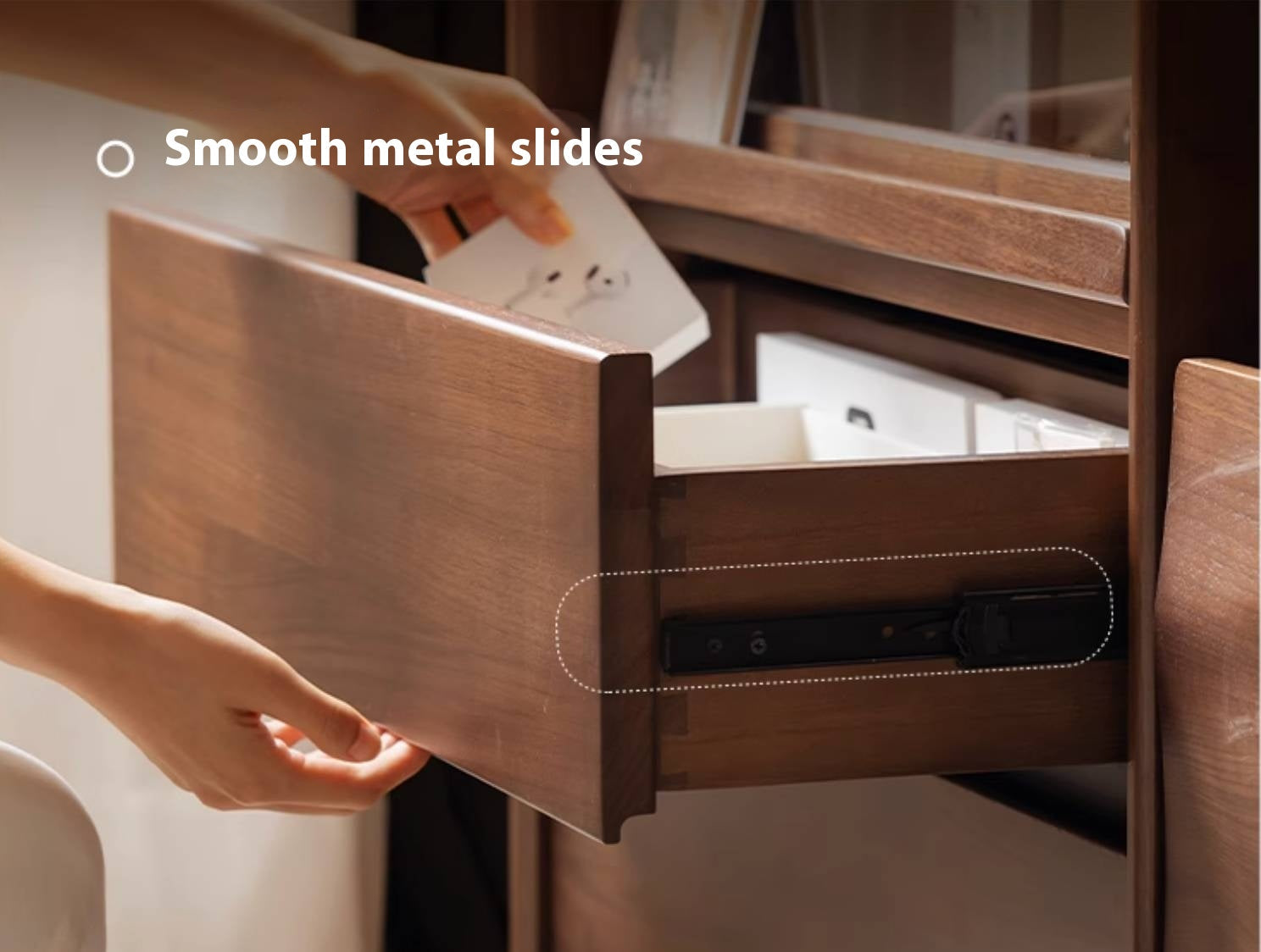 Black Walnut Solid Wood Modern Style Side Cabinet