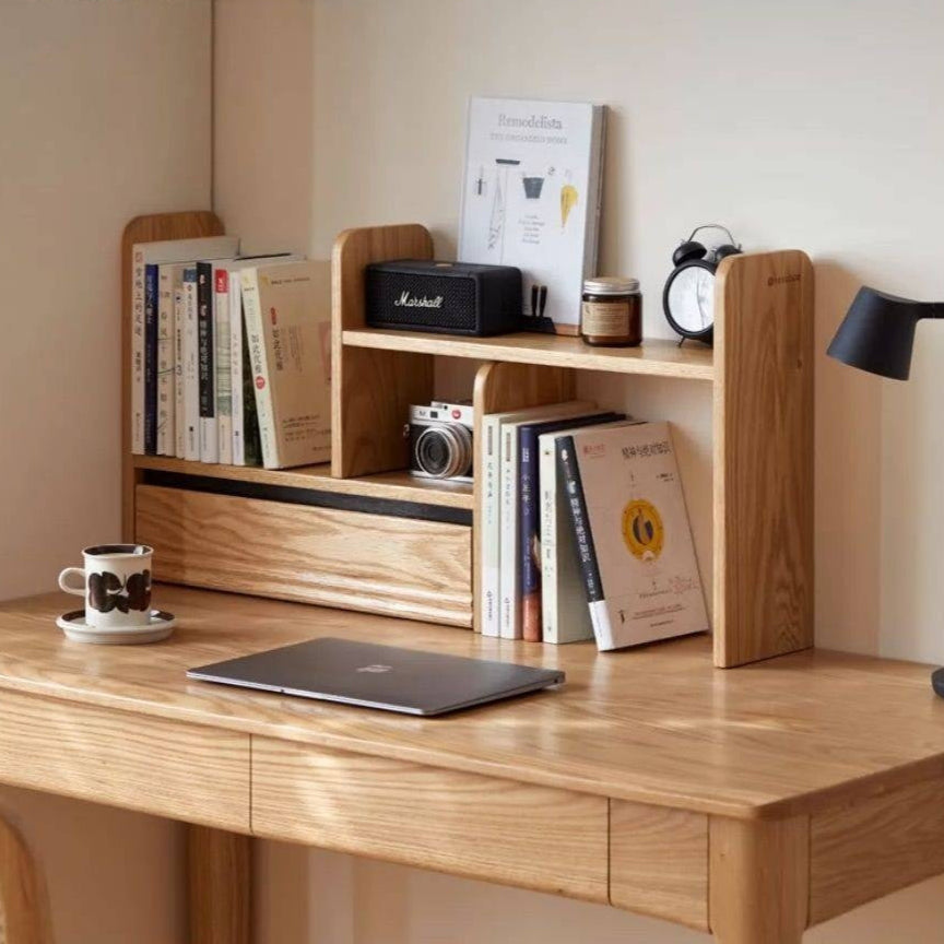 Oak Solid Wood Retractable Storage Desktop Shelf