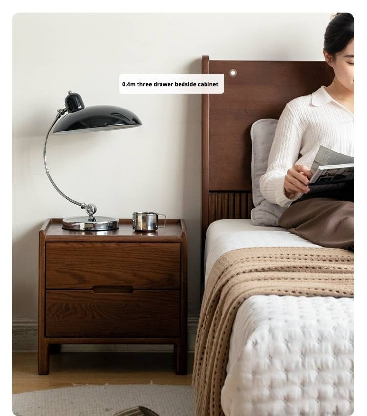 Rubberwood, Oak Solid Wood Simple Modern Style Nightstand