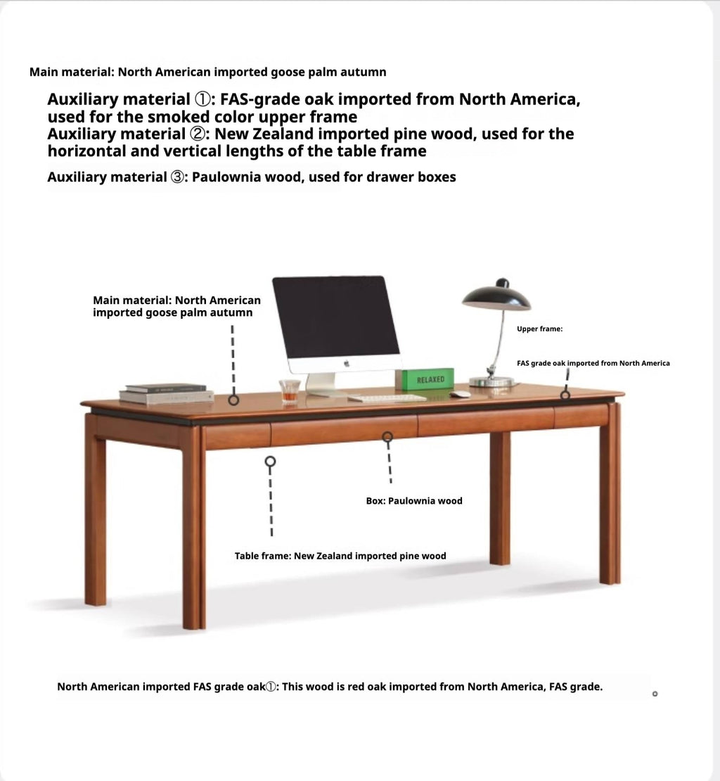 Poplar Solid Wood Antique Style Office Desk