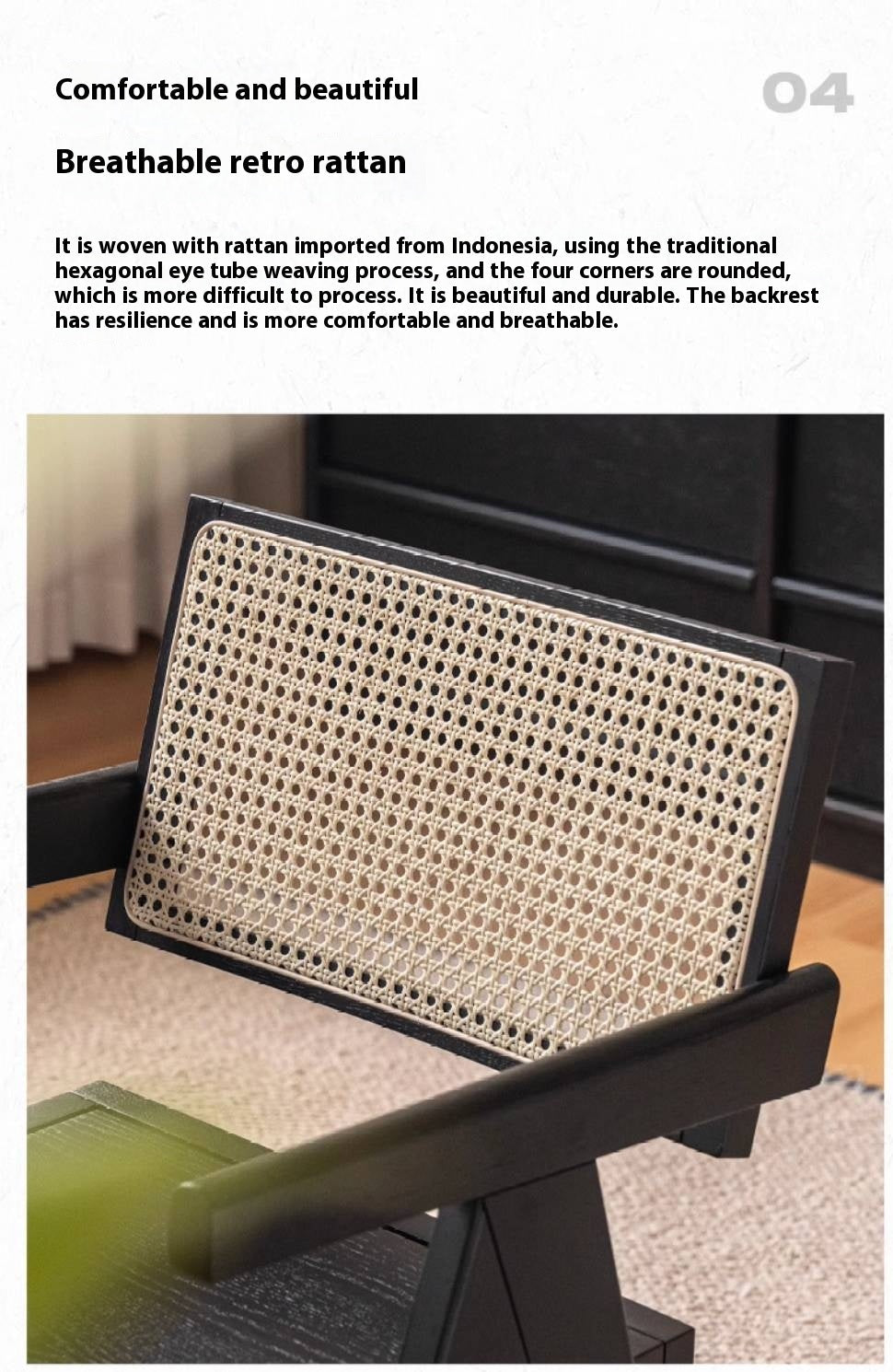 Oak Solid Wood Light Luxury Rattan Chair