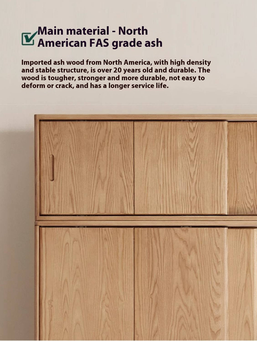 Oak, Ash Solid Wood Wardrobe With Sliding Doors.