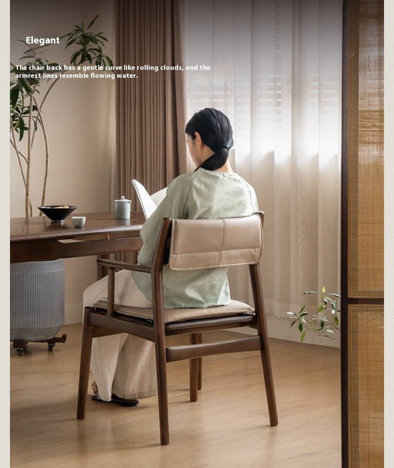 Golden Sandalwood Solid Wood Dining Soft Chair