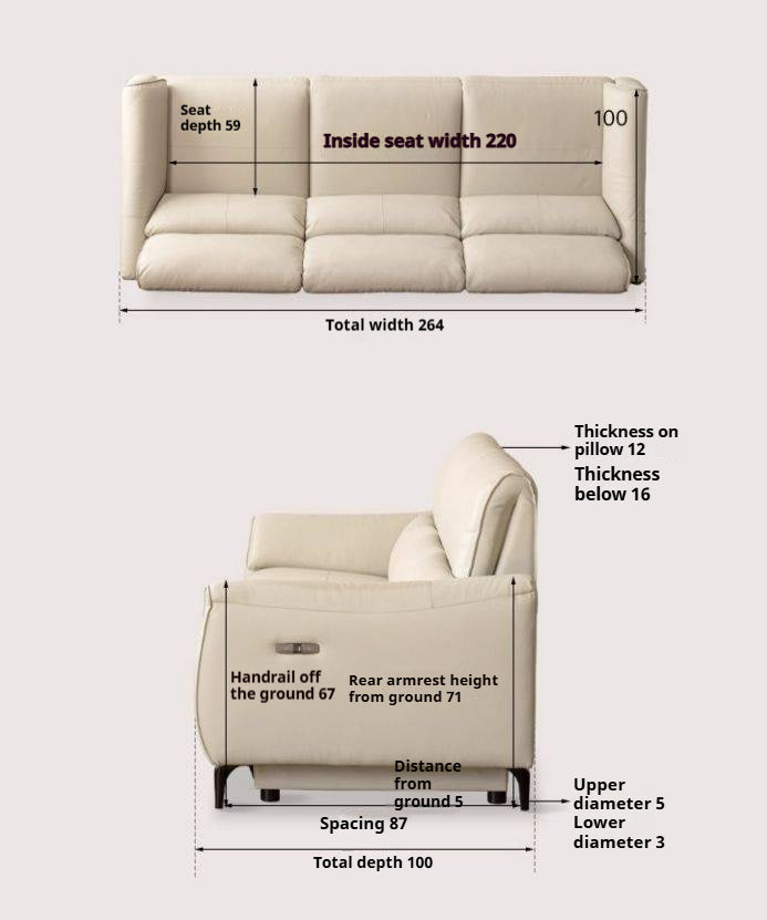 Leather Top Layer Cowhide Retractable Electric Sofa