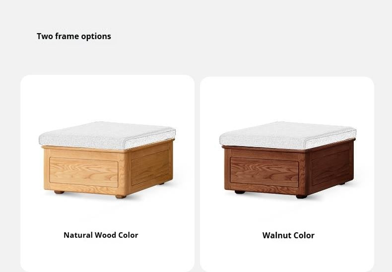 Ash, Oak, Black Walnut Solid Wood  Fabric Footstool-