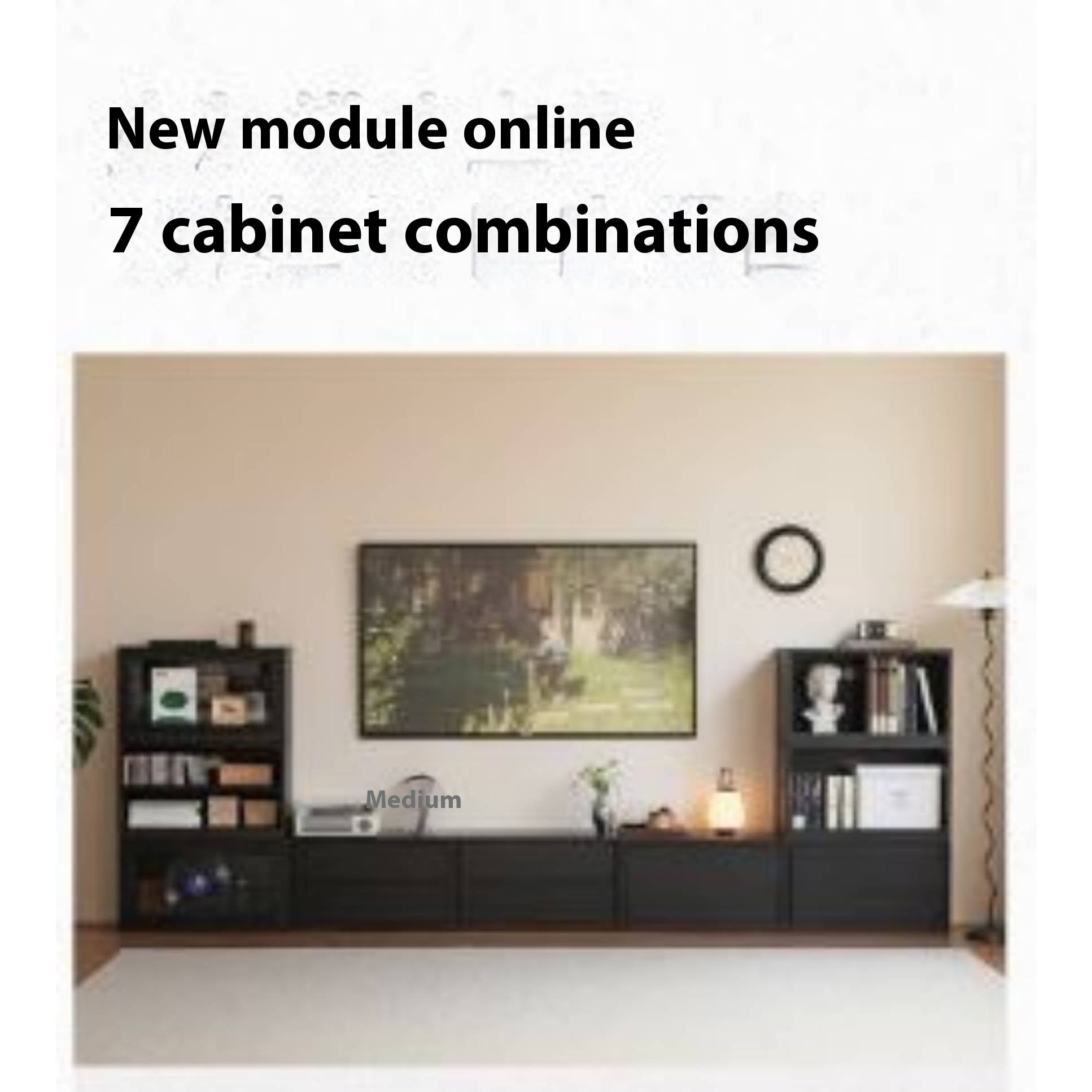 Oak Solid Wood TV Stand Combination Bookcase