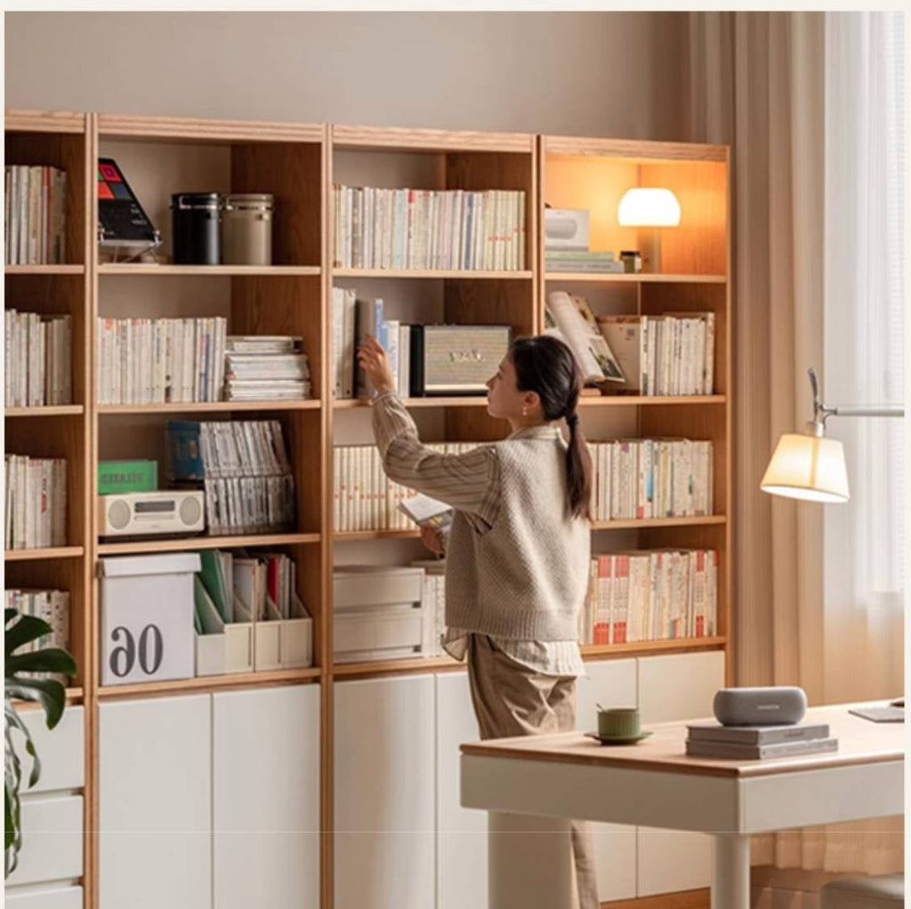 Oak Solid Wood Cream Style Bookcase