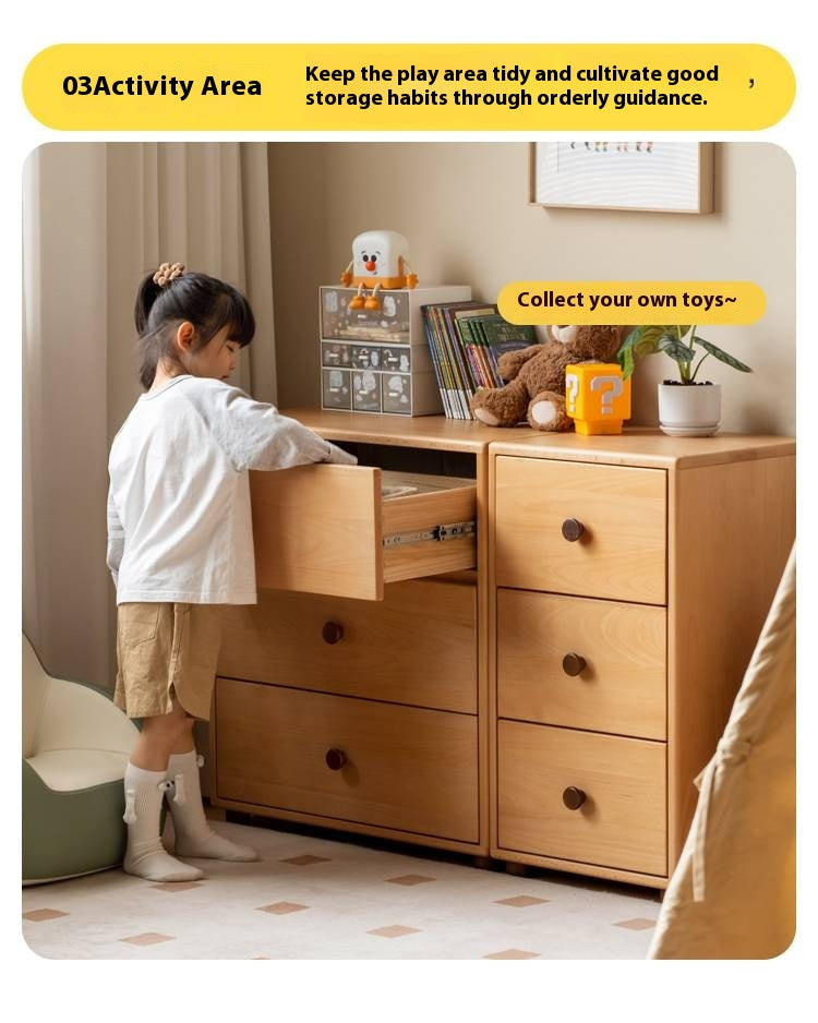 Beech Solid Wood Children's Bucket Cabinet